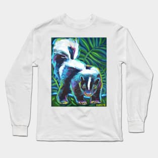 Colorful Skunk Art by Robert Phelps Long Sleeve T-Shirt